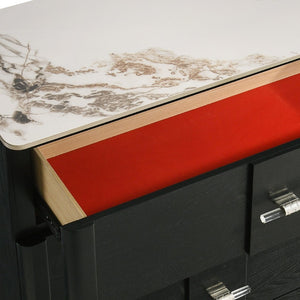 English Elm Opel Five Drawer Chest Sintered Stone Top Acrylic Pulls Contemporary Bedroom Storage B009P473970