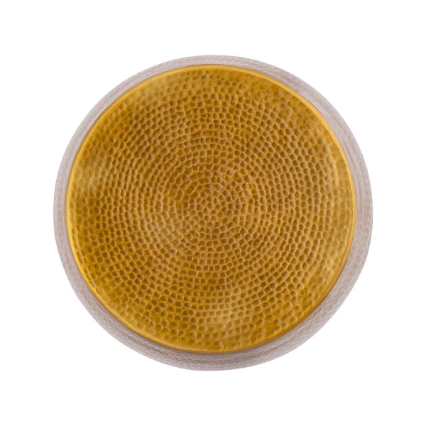 English Elm Et-201 Oval Aluminum End Table with Polished Gold Finish for Modern Living Spaces B009P477767