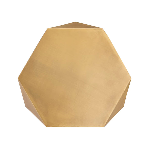 English Elm Et-529 Hexagonal Aluminum End Table with Sculpted Facets and Gold Foil Interior Accent Antique Brass B009P477775