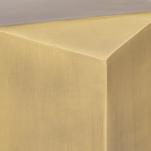 English Elm Et-529 Hexagonal Aluminum End Table with Sculpted Facets and Gold Foil Interior Accent Antique Brass B009P477775