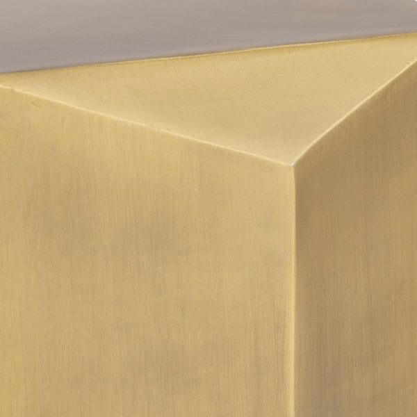English Elm Et-529 Hexagonal Aluminum End Table with Sculpted Facets and Gold Foil Interior Accent Antique Brass B009P477775