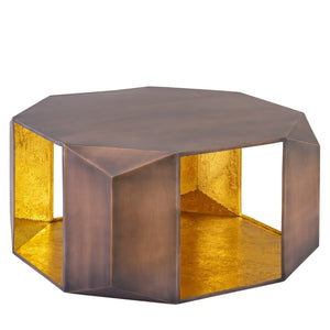 English Elm Ct-529 Hexagonal Aluminum Coffee Table with Faceted Panels and Gold Foil Interior Glow Copper B009P477776