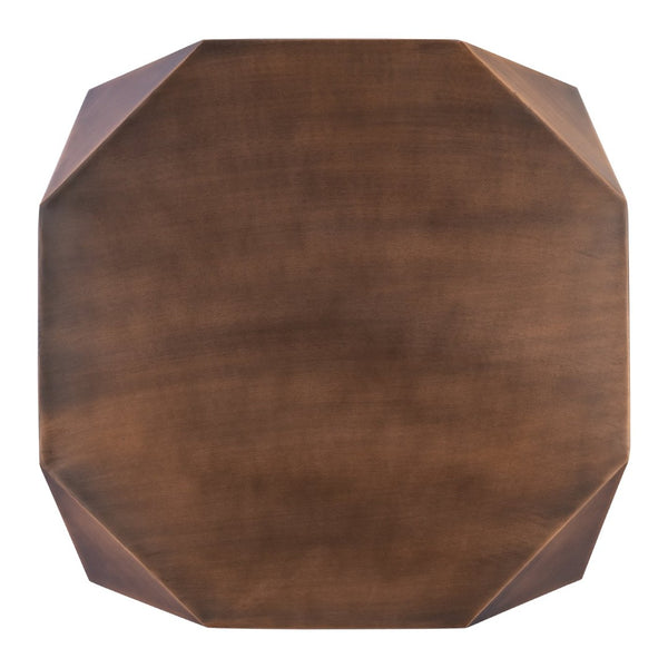 English Elm Ct-529 Hexagonal Aluminum Coffee Table with Faceted Panels and Gold Foil Interior Glow Copper B009P477776