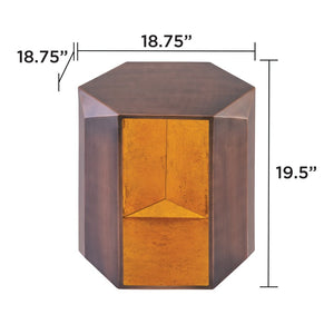 English Elm Et-529 Hexagonal Aluminum End Table with Sculpted Facets and Gold Foil Interior Accent Copper B009P477777