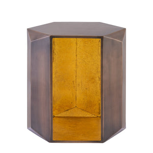 English Elm Et-529 Hexagonal Aluminum End Table with Sculpted Facets and Gold Foil Interior Accent Copper B009P477777