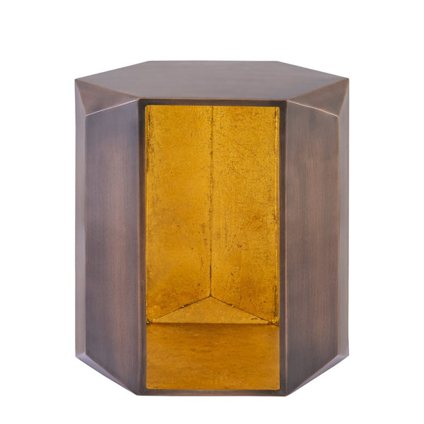 English Elm Et-529 Hexagonal Aluminum End Table with Sculpted Facets and Gold Foil Interior Accent Copper B009P477777