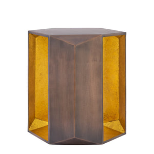 English Elm Et-529 Hexagonal Aluminum End Table with Sculpted Facets and Gold Foil Interior Accent Copper B009P477777