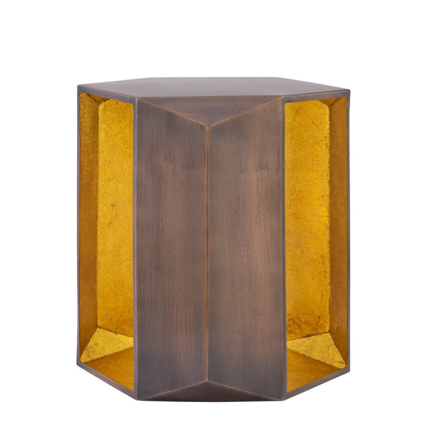 English Elm Et-529 Hexagonal Aluminum End Table with Sculpted Facets and Gold Foil Interior Accent Copper B009P477777