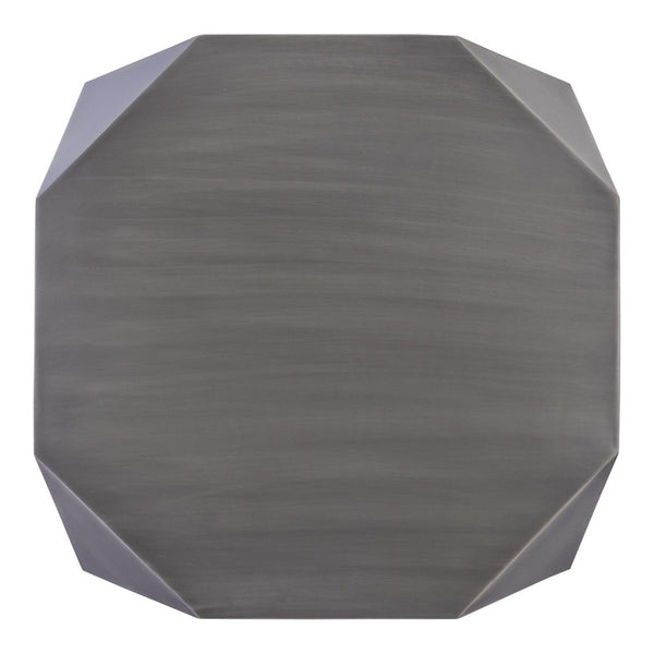 English Elm Ct-529 Hexagonal Aluminum Coffee Table with Faceted Panels and Gold Foil Interior Glow Antique Silver B009P477778