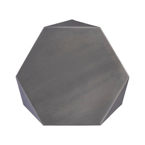 English Elm Et-529 Hexagonal Aluminum End Table with Sculpted Facets and Gold Foil Interior Accent Antique Silver B009P477779