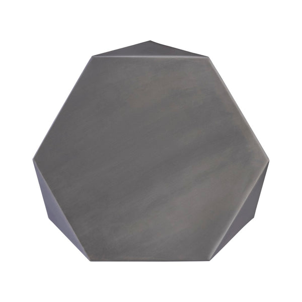 English Elm Et-529 Hexagonal Aluminum End Table with Sculpted Facets and Gold Foil Interior Accent Antique Silver B009P477779