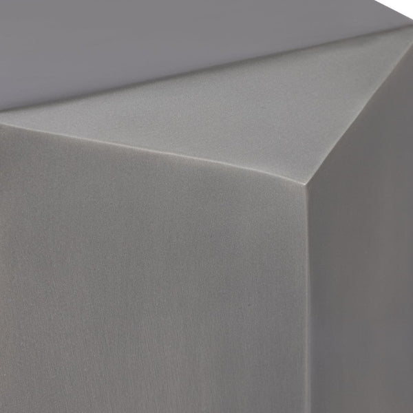 English Elm Et-529 Hexagonal Aluminum End Table with Sculpted Facets and Gold Foil Interior Accent Antique Silver B009P477779