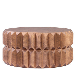 English Elm Ct-321 Faceted Aluminum Round Coffee Table with Geometric Panels and Warm Metallic Finish Copper B009P477780