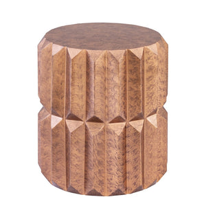 English Elm Et-321 Faceted Aluminum Cylindrical End Table with Geometric Panels in Warm Metallic Finish Copper B009P477781