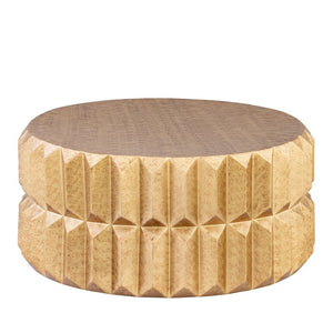 English Elm Ct-321 Faceted Aluminum Round Coffee Table with Geometric Panels and Warm Metallic Finish Antique Brass B009P477782