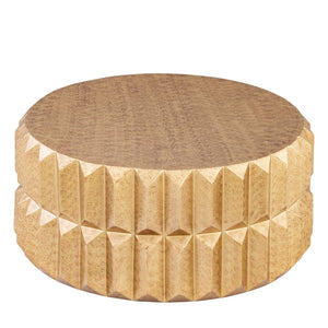 English Elm Ct-321 Faceted Aluminum Round Coffee Table with Geometric Panels and Warm Metallic Finish Antique Brass B009P477782
