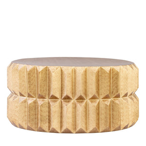 English Elm Ct-321 Faceted Aluminum Round Coffee Table with Geometric Panels and Warm Metallic Finish Antique Brass B009P477782