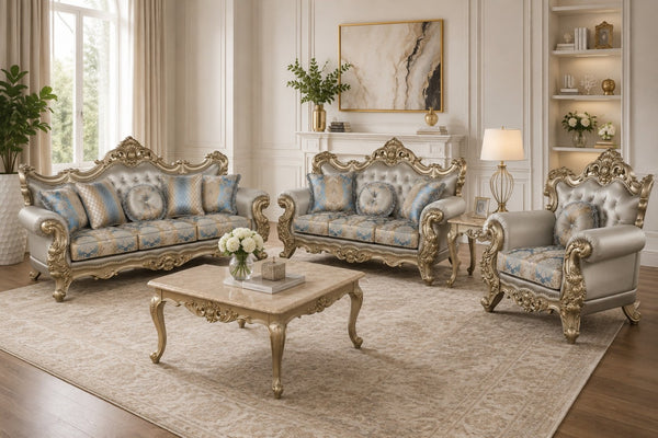 English Elm Isabella Ornate Hand Carved Antique Gold Frame Sofa Plush Floral Upholstery Formal Living B009P479038