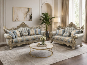 English Elm Isabella Ornate Hand Carved Antique Gold Frame Sofa Plush Floral Upholstery Formal Living B009P479038