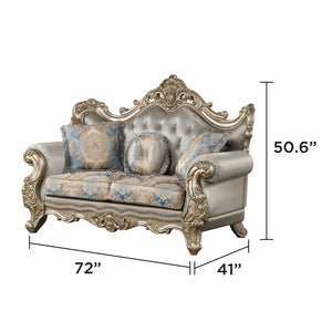 English Elm Isabella European Formal Loveseat with Hand-carved Gold Wood Trim Patterned Upholstery B009P479039