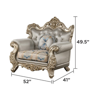 English Elm Isabella Carved Gold Frame Floral Upholstered Armchair European Salon Accent Piece B009P479040