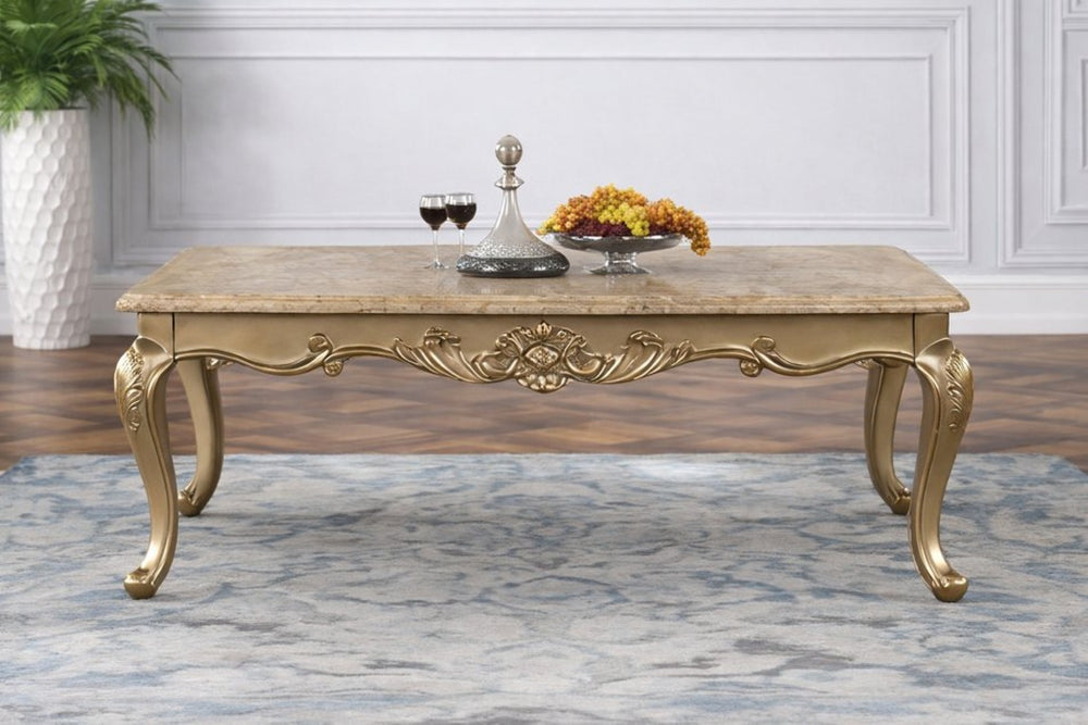 English Elm Isabella Glass Top Coffee Table Ornate Carved Wood Base Antique Gold Living Room B009P479041