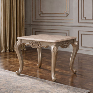 English Elm Isabella Wood End Table with Antique Gold Carved Frame and Curved Legs for Formal Living Rooms B009P479042