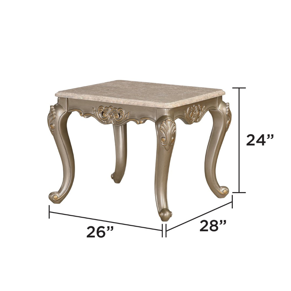 English Elm Isabella Wood End Table with Antique Gold Carved Frame and Curved Legs for Formal Living Rooms B009P479042