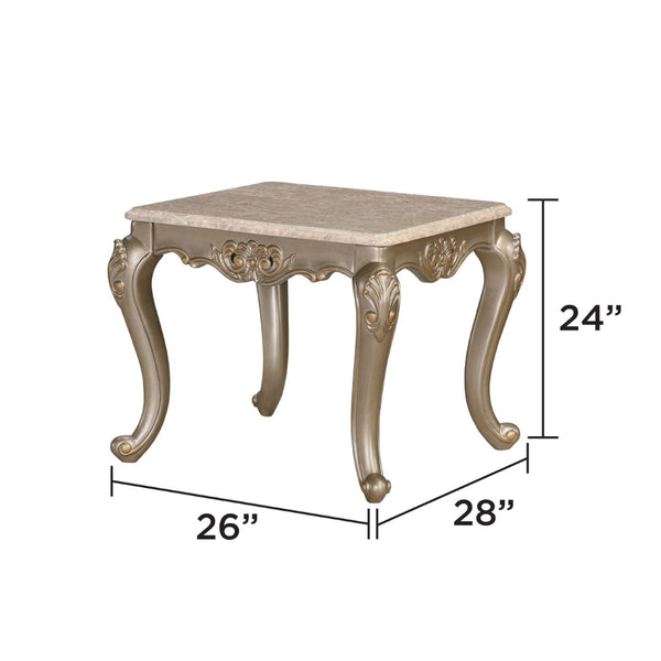 English Elm Isabella Wood End Table with Antique Gold Carved Frame and Curved Legs for Formal Living Rooms B009P479042