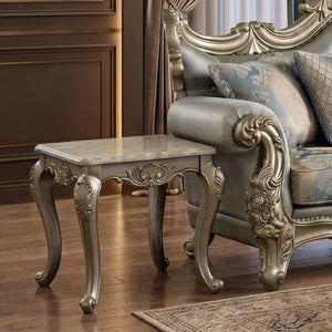 English Elm Isabella Wood End Table with Antique Gold Carved Frame and Curved Legs for Formal Living Rooms B009P479042