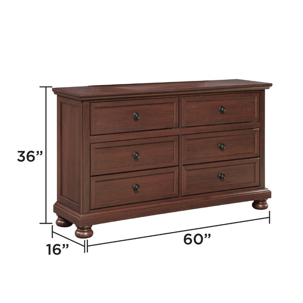 English Elm Boston Traditional Six Drawer Dresser Walnut Cherry Finish Bedroom Storage Chest B009P482292
