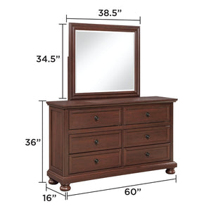 English Elm Boston Traditional Six Drawer Dresser Walnut Cherry Finish Bedroom Storage Chest B009P482292