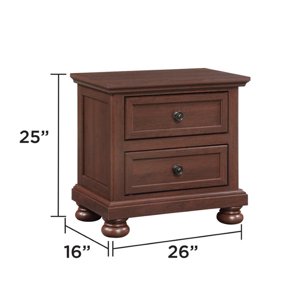 English Elm Boston Traditional Two Drawer Nightstand Walnut Cherry Finish Turned Feet Bedroom B009P482294