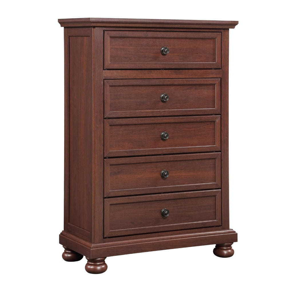 English Elm Boston Walnut Cherry Five Drawer Tall Chest Warm Traditional Bedroom Storage Furniture B009P482295