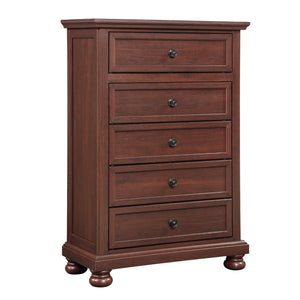 English Elm Boston Walnut Cherry Five Drawer Tall Chest Warm Traditional Bedroom Storage Furniture B009P482295