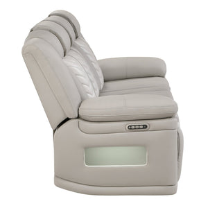 English Elm Cruiser Theater Power Reclining Sofa with Massage Led Lighting and Drop Down Table Light Gray and Ice B009P483545