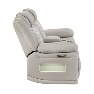 English Elm Cruiser Power Reclining Loveseat with Massage Led Lighting Speaker and Usb Charging Light Gray and Ice B009P483546