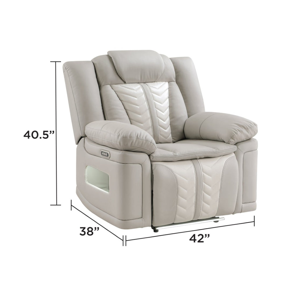 English Elm Cruiser Power Recliner with Massage Led Lighting Usb Port and Faux Leather Comfort Gray+Beige B009P483547