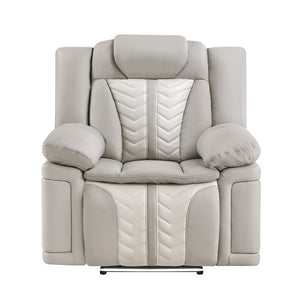 English Elm Cruiser Power Recliner with Massage Led Lighting Usb Port and Faux Leather Comfort Gray+Beige B009P483547