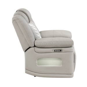 English Elm Cruiser Power Recliner with Massage Led Lighting Usb Port and Faux Leather Comfort Gray+Beige B009P483547