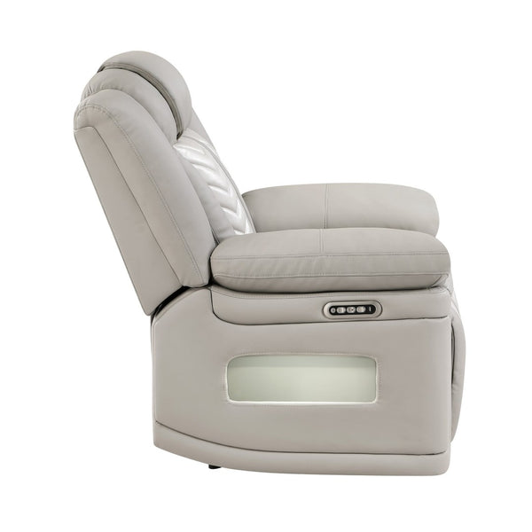 English Elm Cruiser Power Recliner with Massage Led Lighting Usb Port and Faux Leather Comfort Gray+Beige B009P483547