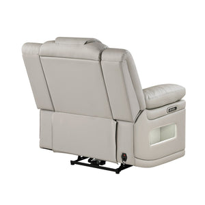 English Elm Cruiser Power Recliner with Massage Led Lighting Usb Port and Faux Leather Comfort Gray+Beige B009P483547