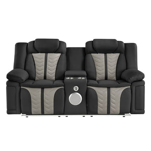 English Elm Cruiser Power Reclining Loveseat with Massage Led Lighting Speaker and Usb Charging Black and Gray B009P483549