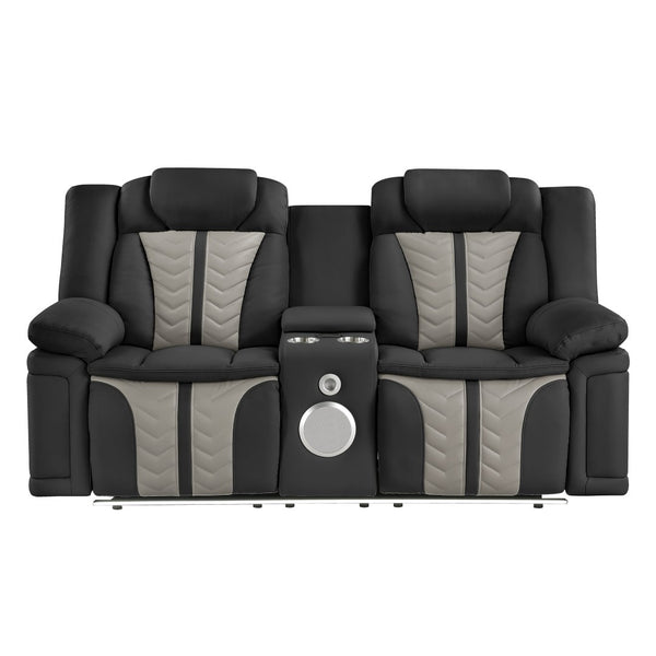 English Elm Cruiser Power Reclining Loveseat with Massage Led Lighting Speaker and Usb Charging Black and Gray B009P483549