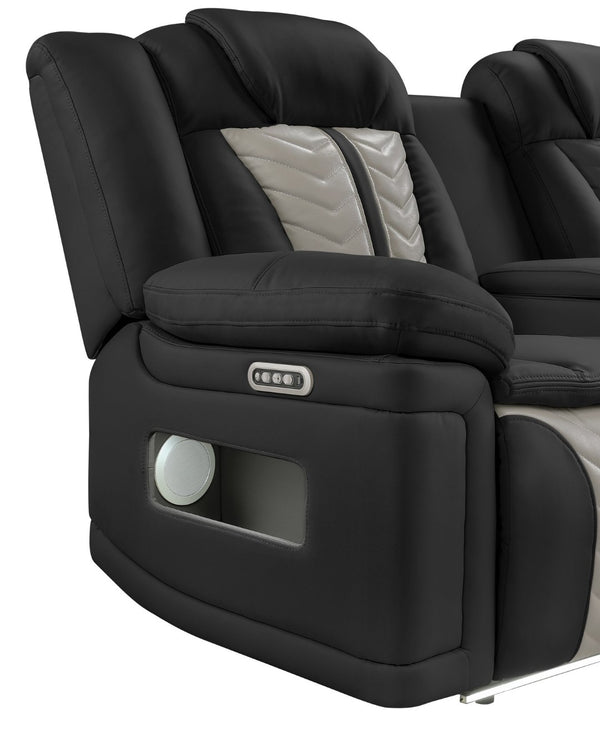 English Elm Cruiser Power Reclining Loveseat with Massage Led Lighting Speaker and Usb Charging Black and Gray B009P483549
