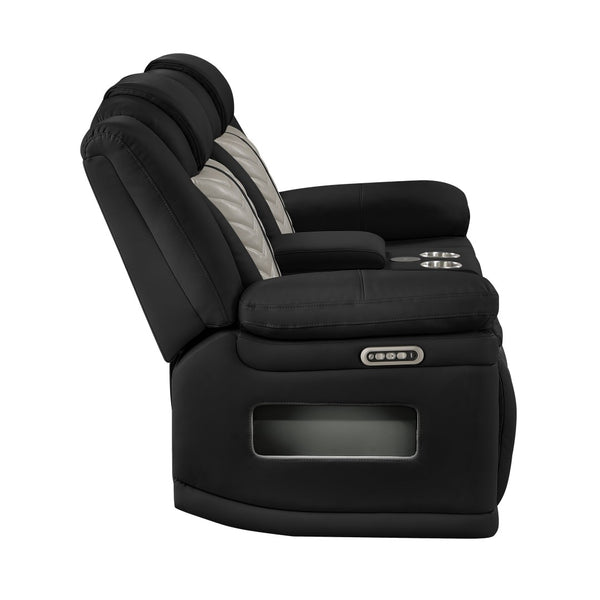 English Elm Cruiser Power Reclining Loveseat with Massage Led Lighting Speaker and Usb Charging Black and Gray B009P483549
