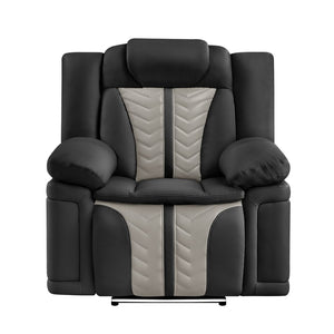 English Elm Cruiser Power Recliner with Massage Led Lighting Usb Port and Faux Leather Comfort Black+Gray B009P483550