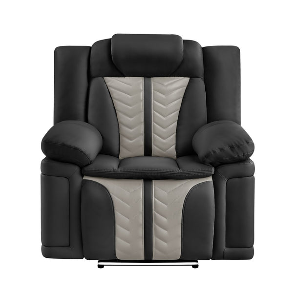 English Elm Cruiser Power Recliner with Massage Led Lighting Usb Port and Faux Leather Comfort Black+Gray B009P483550