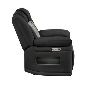 English Elm Cruiser Power Recliner with Massage Led Lighting Usb Port and Faux Leather Comfort Black+Gray B009P483550