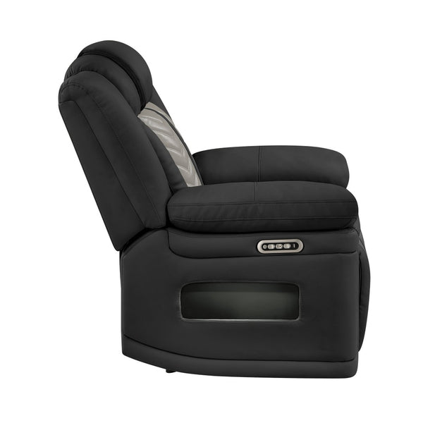 English Elm Cruiser Power Recliner with Massage Led Lighting Usb Port and Faux Leather Comfort Black+Gray B009P483550